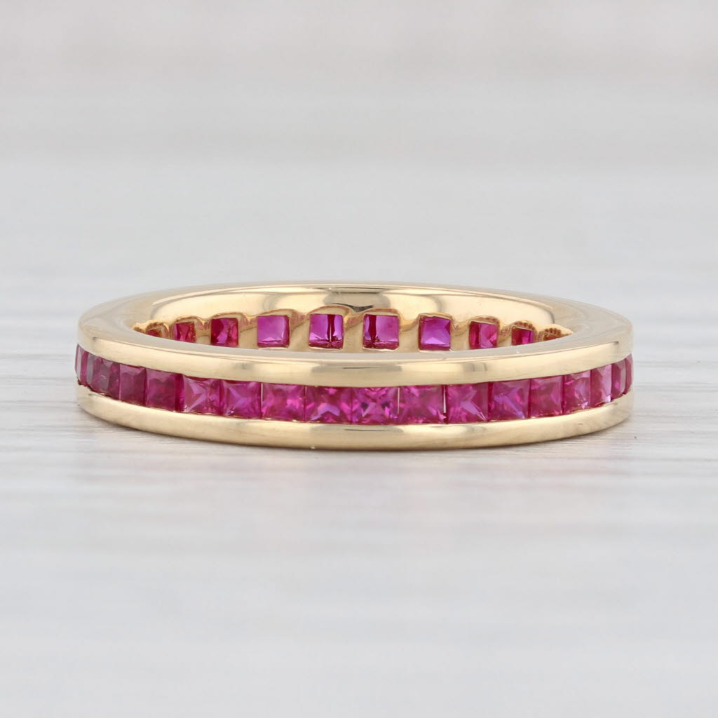 Light Gray 1.50ctw Ruby Eternity Band 18k Yellow Gold Size 6 Wedding Stackable Ring Spark