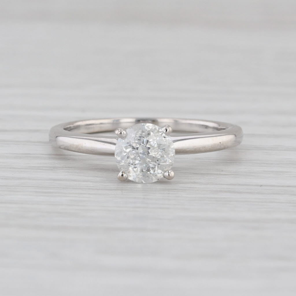 0.96ct Round Diamond Solitaire Engagement Ring 10k White Gold Size 7
