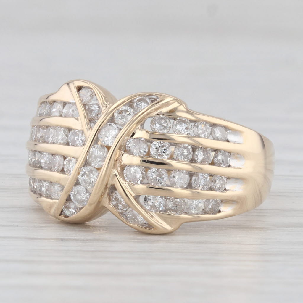 Light Gray 0.91ctw Diamond X Ring 14k Yellow Gold Size 8