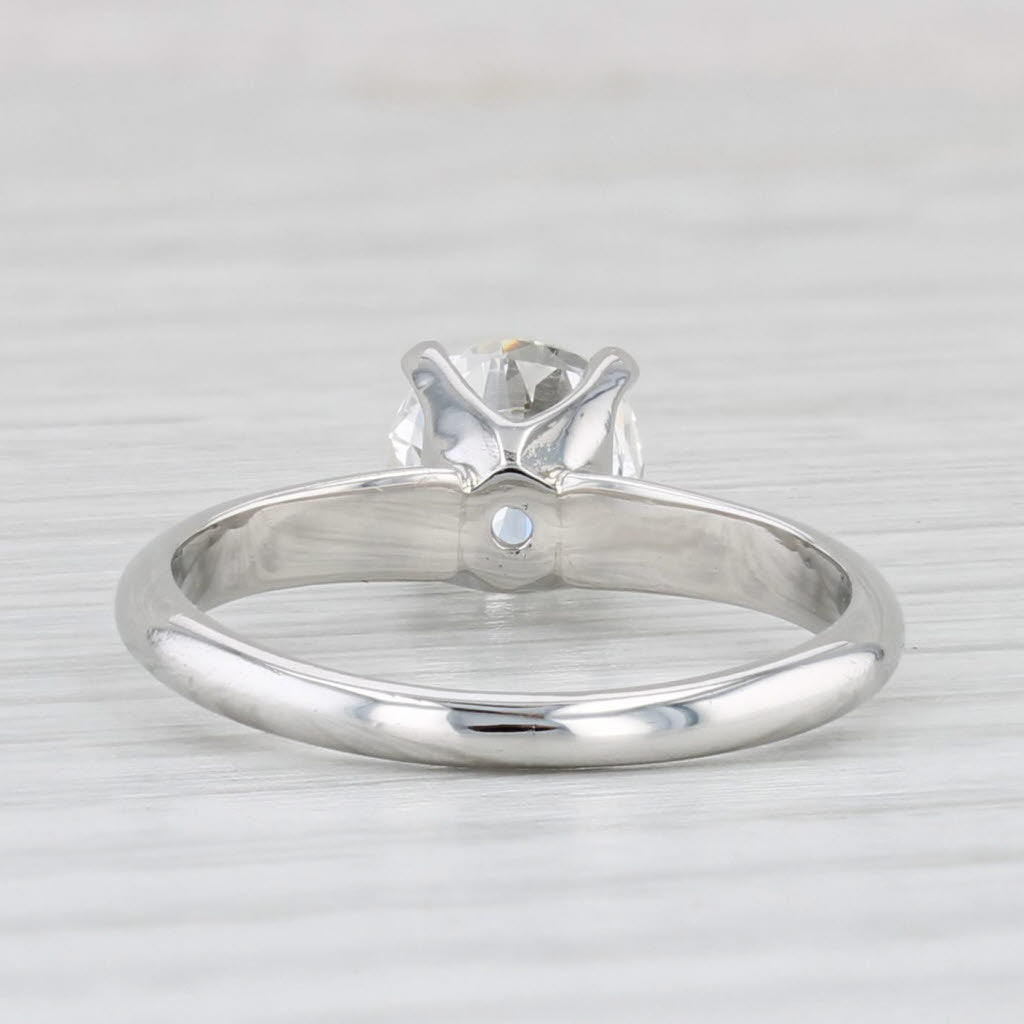 Light Gray 0.95ct Round Diamond Solitaire Engagement Ring Platinum Size 5.5 GIA