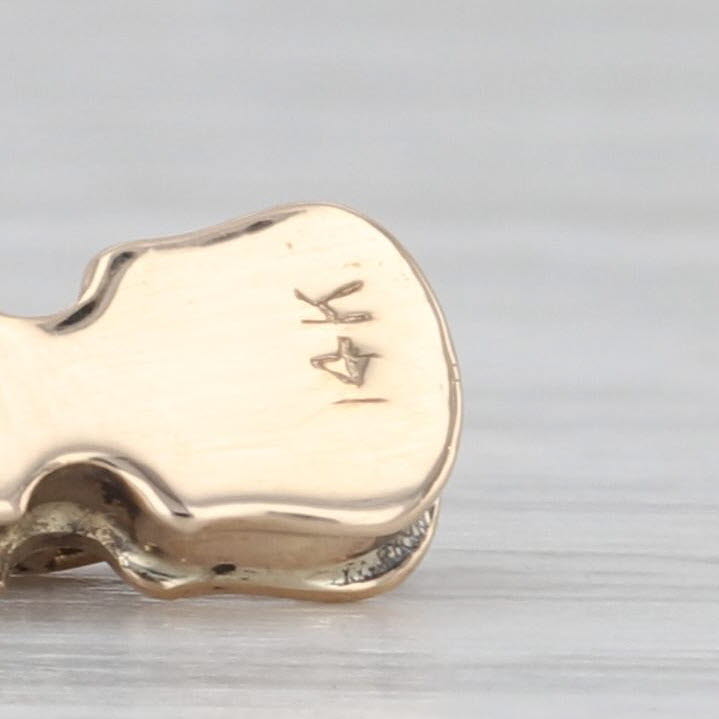 Small Vintage Viola Violin Charm 14k Yellow Gold 3D Music Pendant
