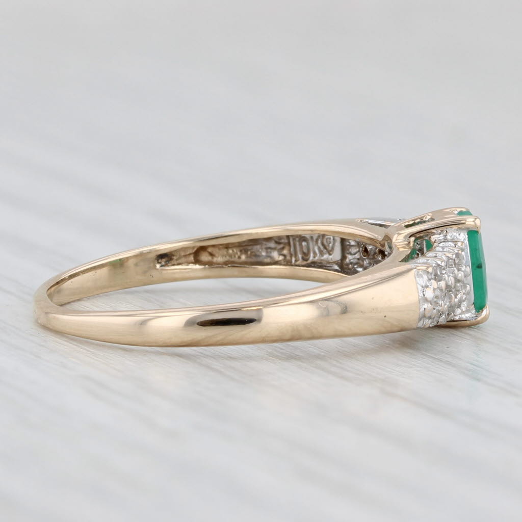 Light Gray 0.50ctw Oval Emerald Diamond Ring 10k Yellow Gold Size 8