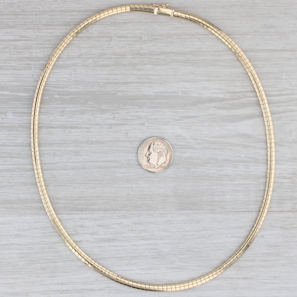 Gray Omega Chain Necklace 14k Yellow Gold 16" 3.8mm