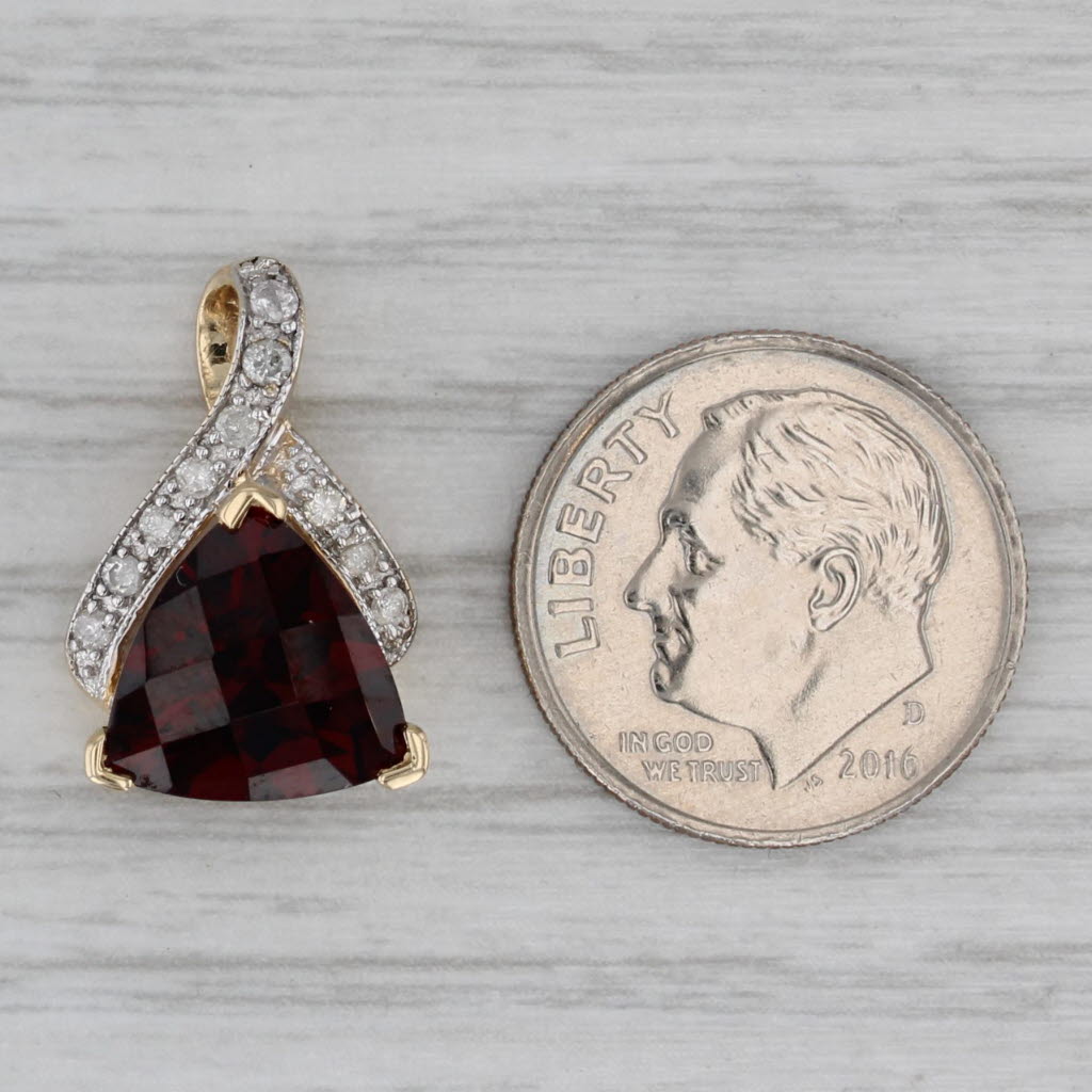 Gray 4.10ctw Garnet Diamond Pendant 14k Yellow Gold