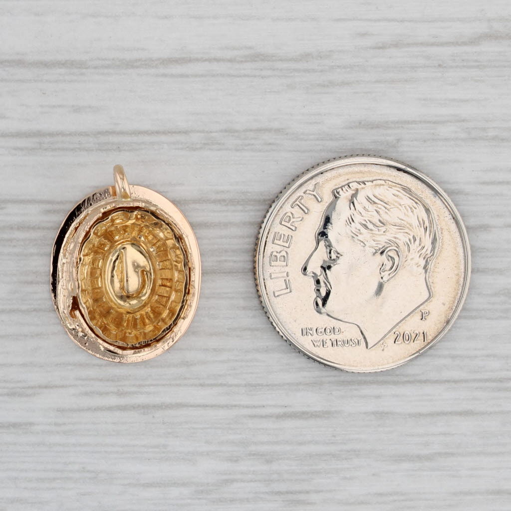Gray Roman Colosseum Charm 18k Yellow Gold Vintage Souvenir Pendant Rome Italy
