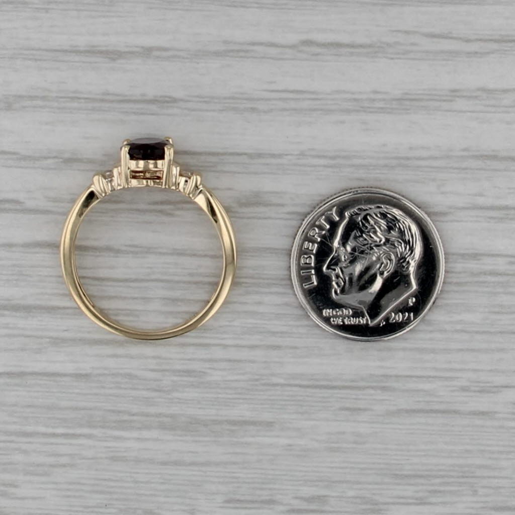 1.34ctw Oval Garnet Diamond Ring 14k Yellow Gold Size 6.75