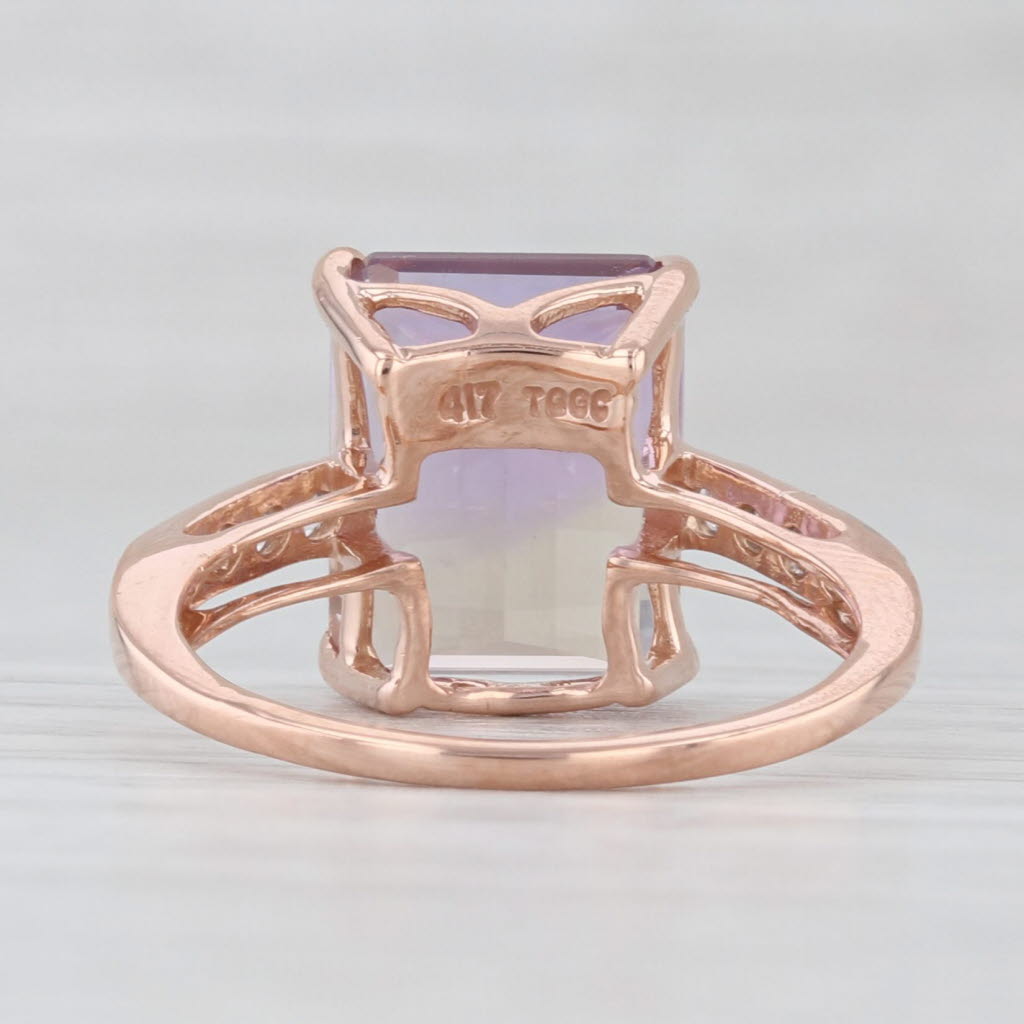4.66ctw Purple Yellow Ametrine Zircon Cathedral Band Ring 10k Rose Gold Size 6