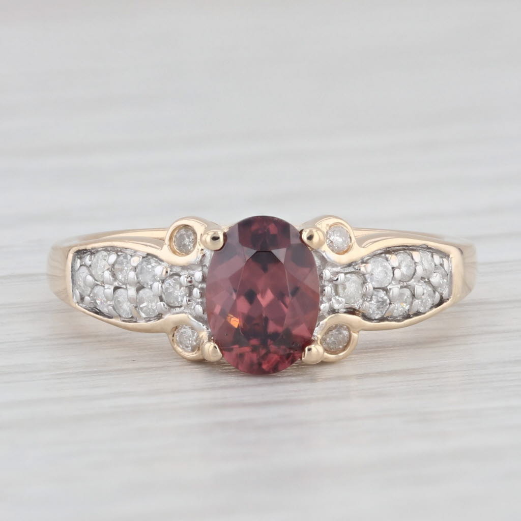 Light Gray 1.40ctw Maroon Zircon Diamond Ring 14k Rose Gold Size 6 Engagement