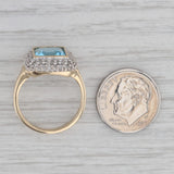 Gray 3.50ctw Blue Topaz Diamond Halo Ring 14k Yellow Gold Size 7.25