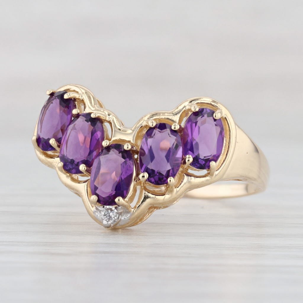 Light Gray 3.35ctw Contoured Amethyst Ring 14k Yellow Gold Size 11.25 Jacket Guard