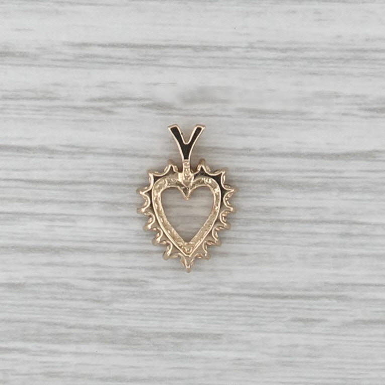 0.19ctw Diamond Open Heart Pendant 14k Yellow Gold Small Drop