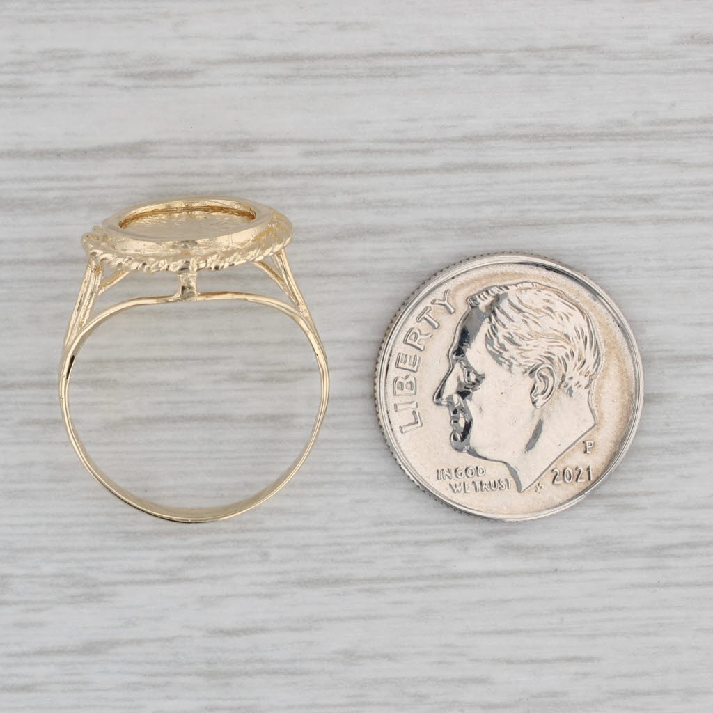 Gray Indian Head Coin Copy Signet Ring 14k Yellow Gold Size 6
