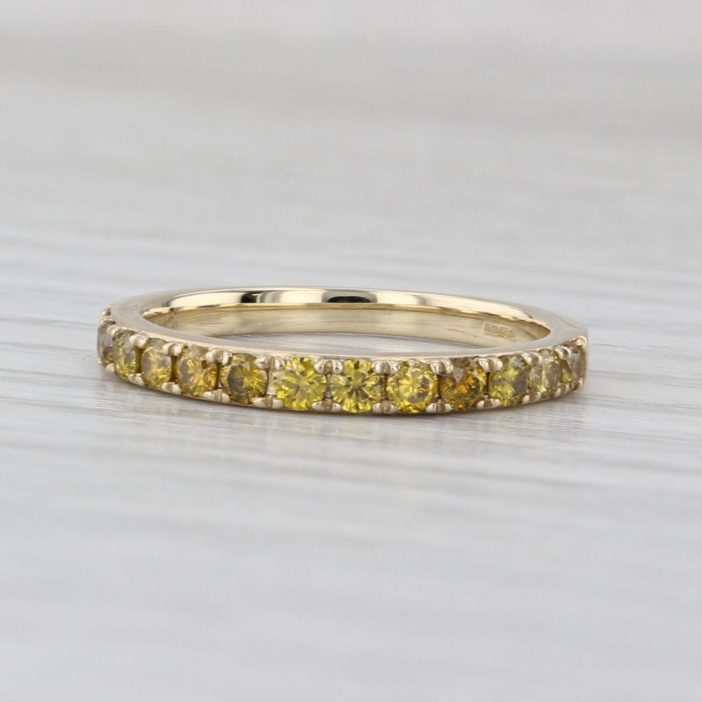 0.51ctw Yellow Diamond Ring 9k Yellow Gold Size 6.25 Stackable Wedding Band COA