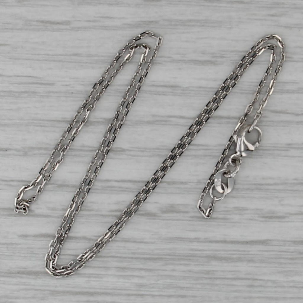 Cable Chain Necklace 14k White Gold 16" 1.3mm