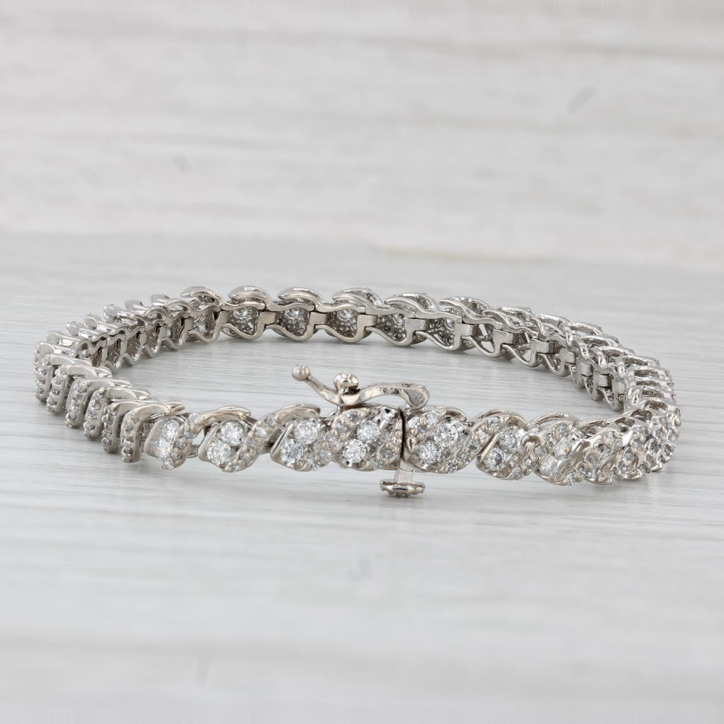 Light Gray 2.85ctw Diamond Tennis Bracelet 10k White Gold 7.25" 5mm