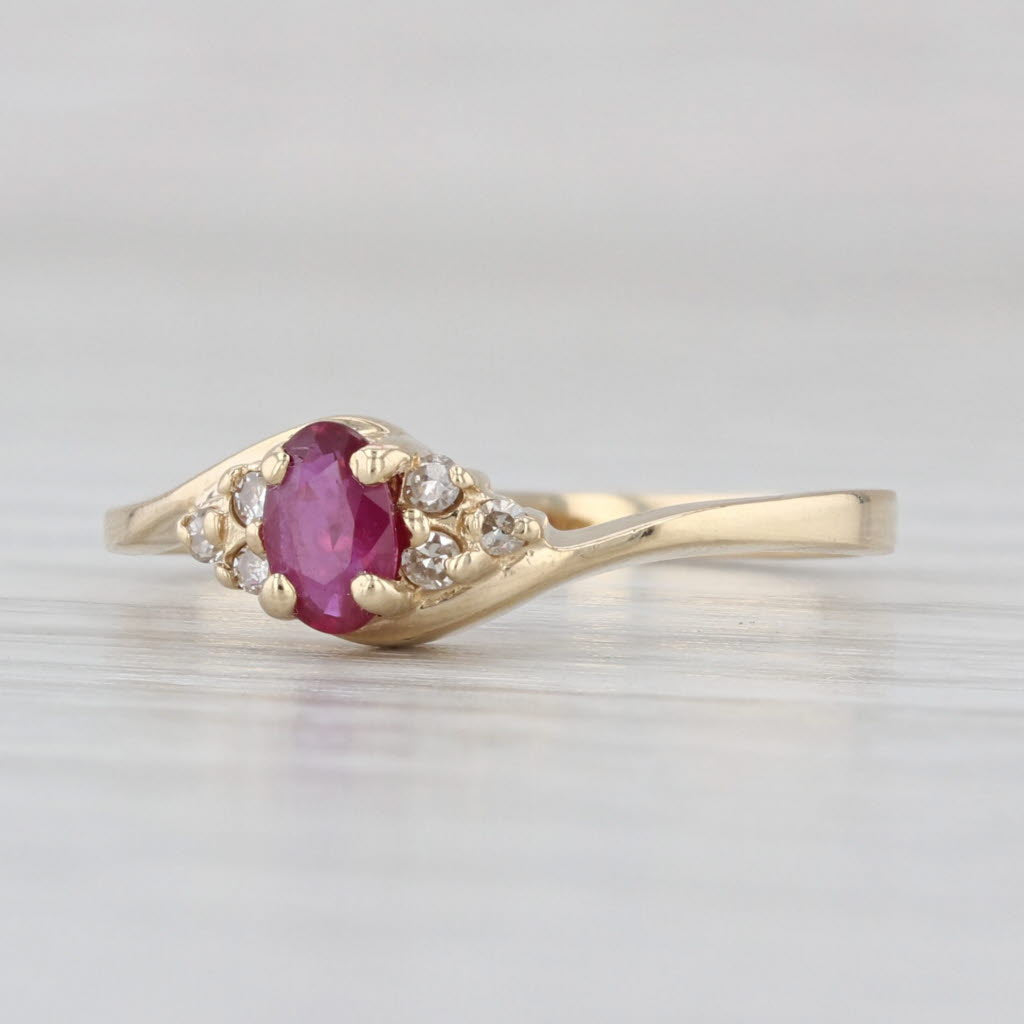 0.24ctw Ruby Diamond Bypass Ring 14k Yellow Gold Size 6.5