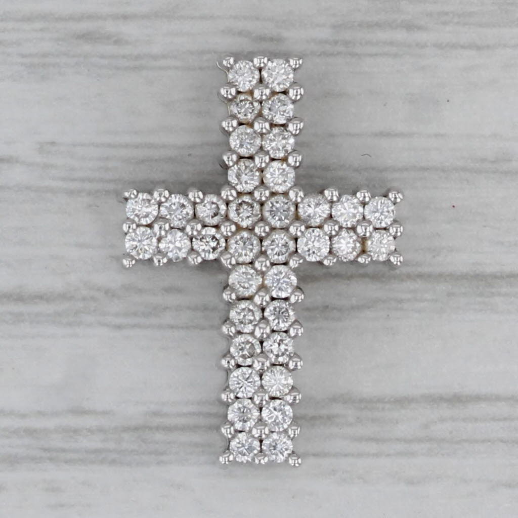 Dark Gray 0.36ctw Diamond Cross Pendant 14k White Gold