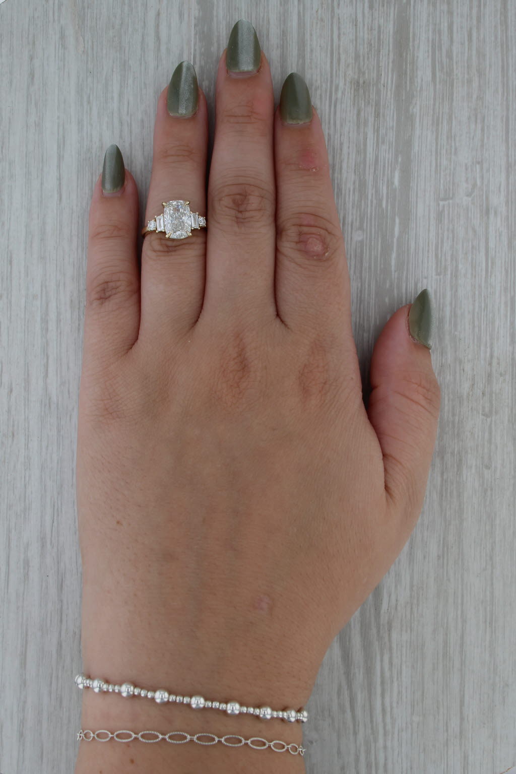 New IGI 3.317ctw VS1 Lab Grown Diamond Cushion Engagement Ring 14k Gold Size 5.5