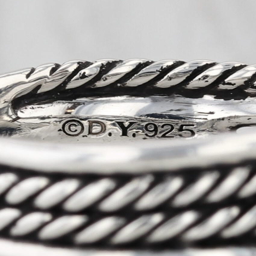 David Yurman Diamond Crossover X Ring Sterling Silver Stacked Multiband Sz 8.25