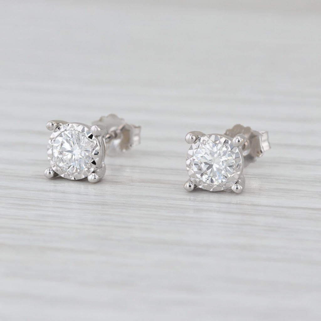 0.50ctw Lab Grown Diamond Solitaire Stud Earrings 14k White Gold Studs VS1-VS2