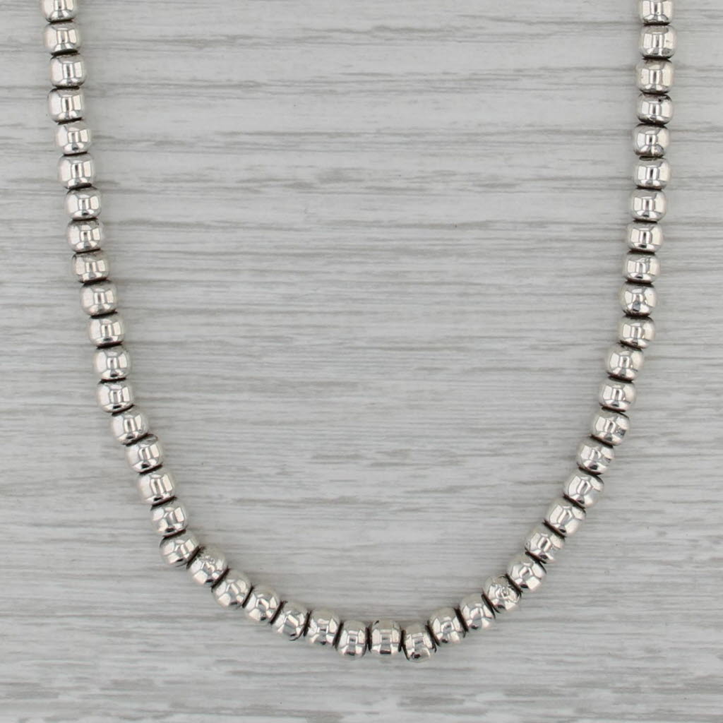 Bead Necklace Toggle Clasp Sterling Silver 17" 5mm