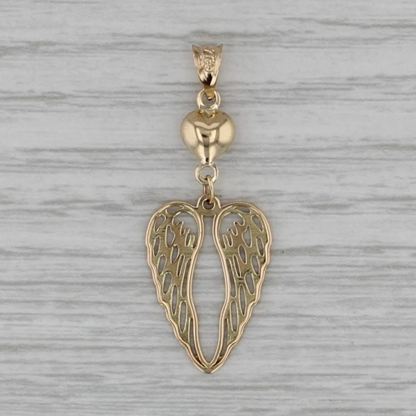 Winged Heart Pendant 18k Yellow Gold Drop