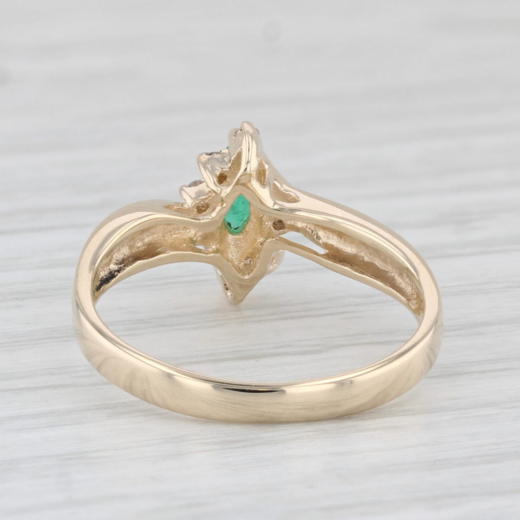 Light Gray 0.23ctw Marquise Emerald Diamond Ring 10k Yellow Gold Size 6.5 Bypass