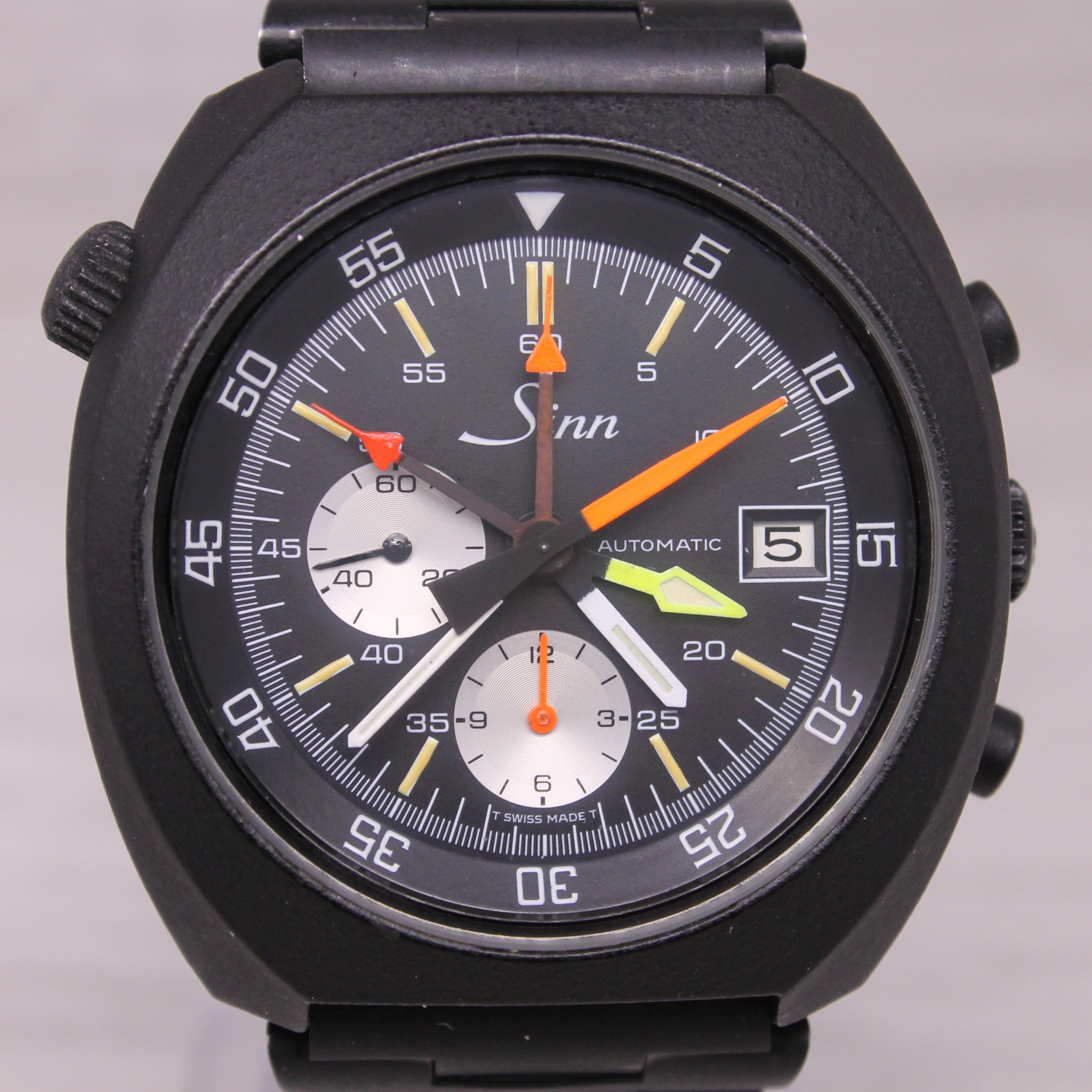 Vintage Sinn 140 43mm Black PVD Automatic Chronograph Near Mint Rare Setup