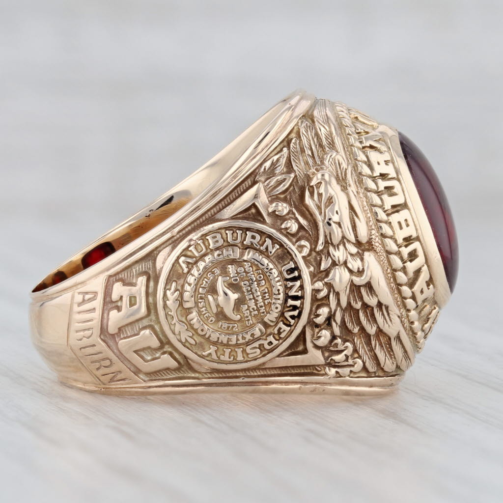 Gray Auburn University Class Ring Lab Created Ruby 10k Gold 1961 Men's Size 10