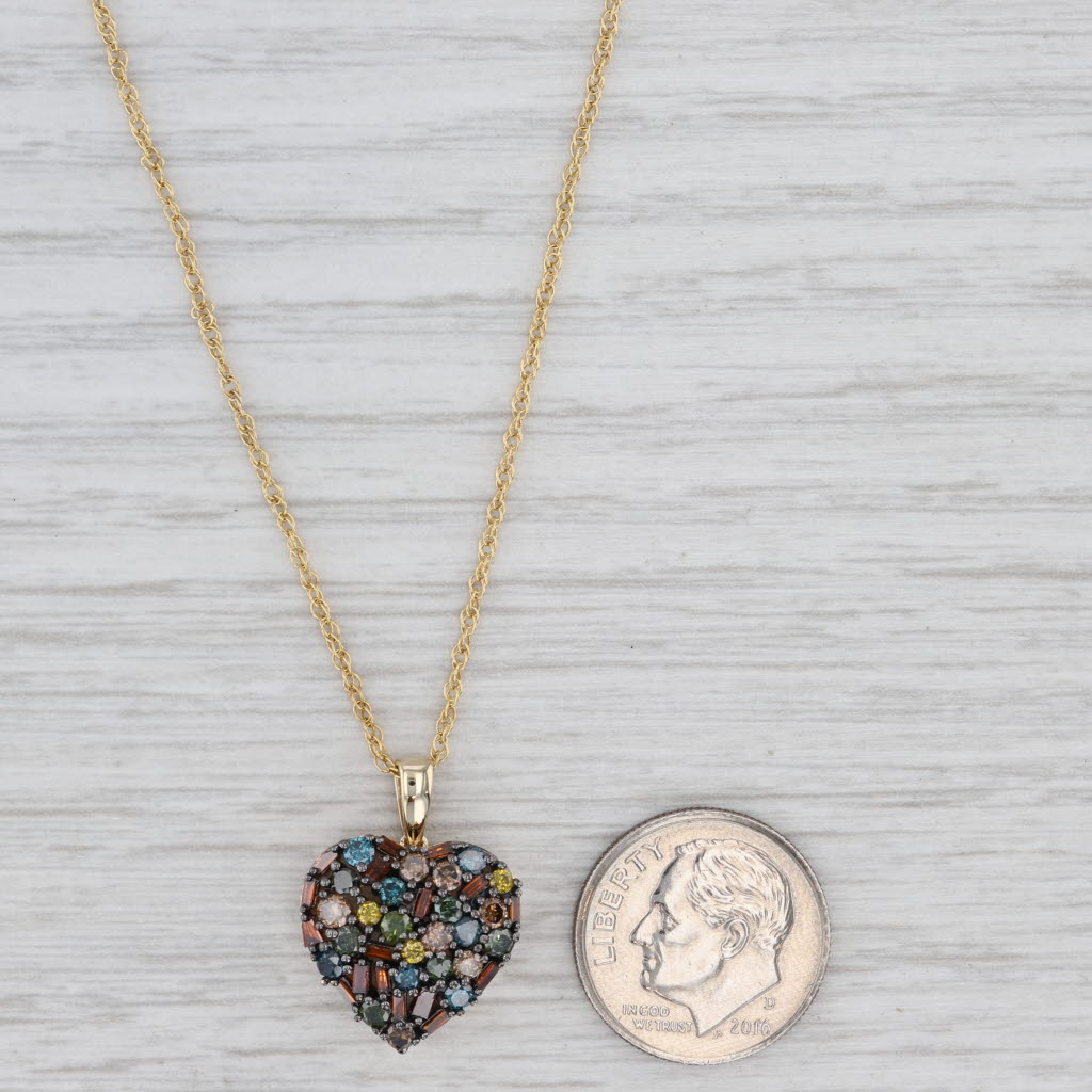 1ctw Diamond Rainbow Heart Pendant Necklace 10k Gold 18.25" Tomas Rae COA