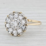 Vintage 0.75ctw Diamond Cluster Engagement Ring 10k Yellow Gold Size 9.5