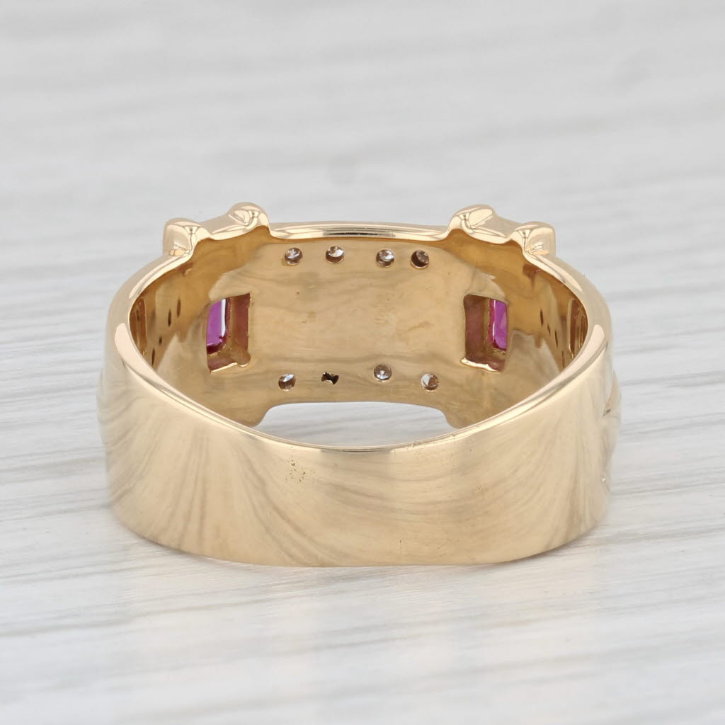 Light Gray Sonia Rykiel 0.24ctw Ruby Diamond Ring 18k Yellow Gold Size 7.25 Wide Band