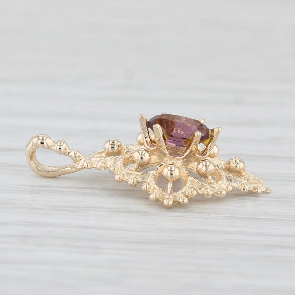 Light Gray 0.35ct Oval Amethyst Pendant 14k Yellow Gold Ornate Filigree