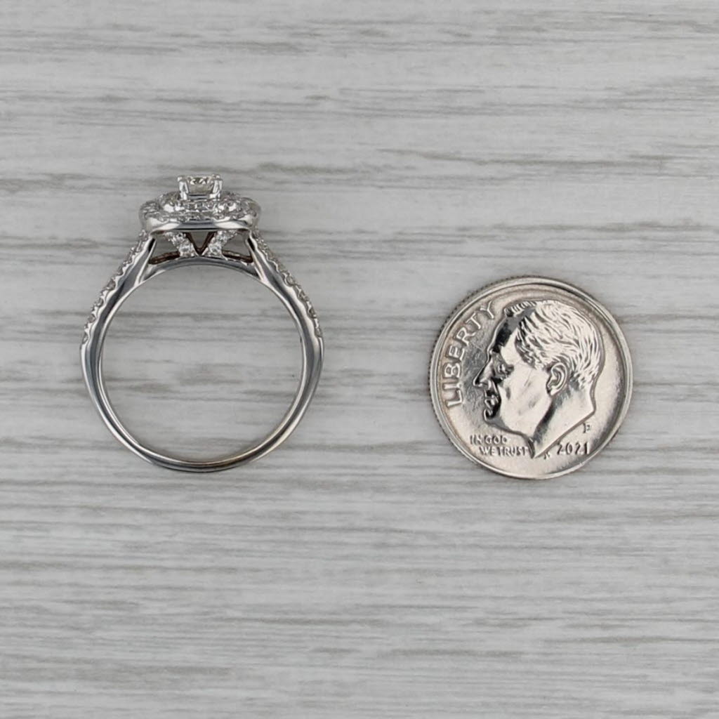 1ctw Round Diamond Halo Engagement Ring 14k White Gold Size 7 Cathedral