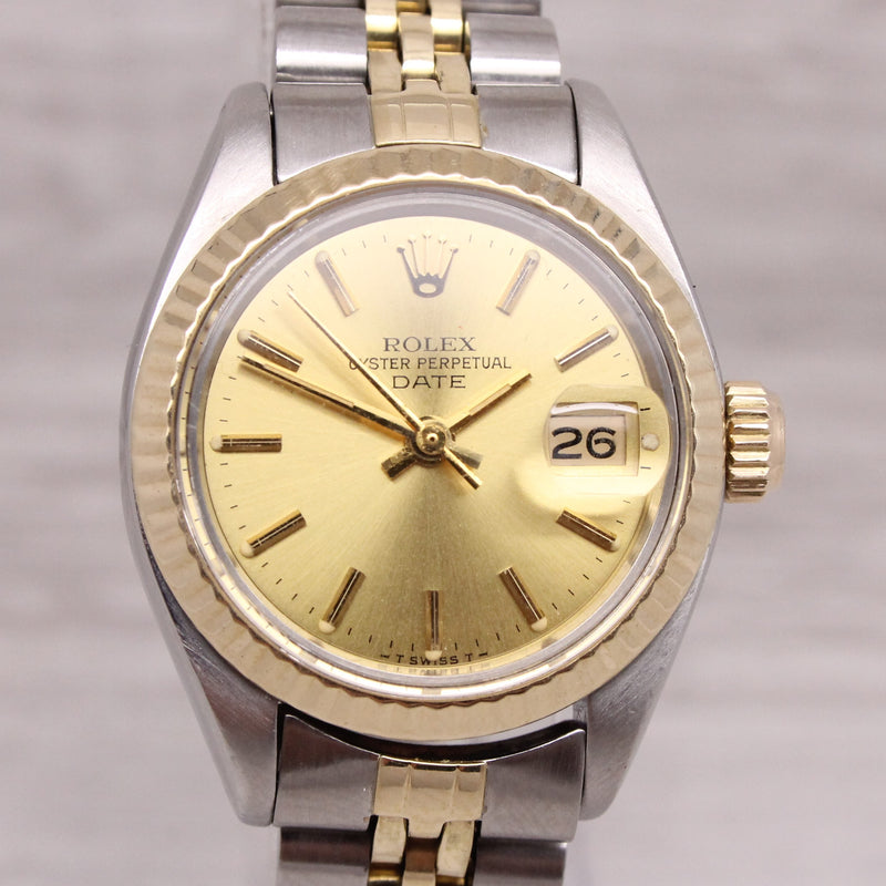 Vintage 1982 Rolex Date 6917 Ladies 26mm Steel & Gold Automatic Watch Jubilee