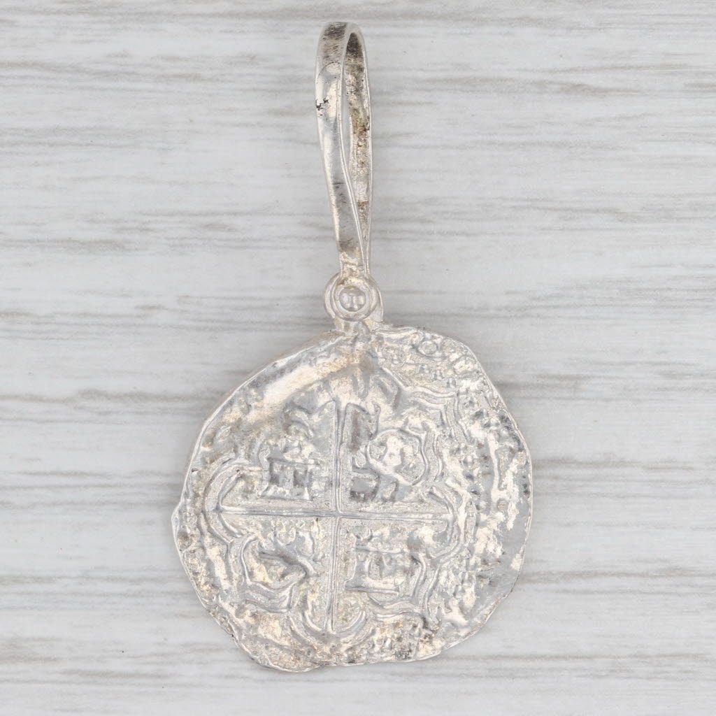 Light Gray Large Ancient Coin Copy Pendant Sterling Silver