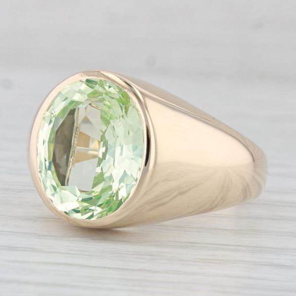 6.40ct Oval Lab Created Green Spinel Ring 10k Yellow Gold Size 10.5