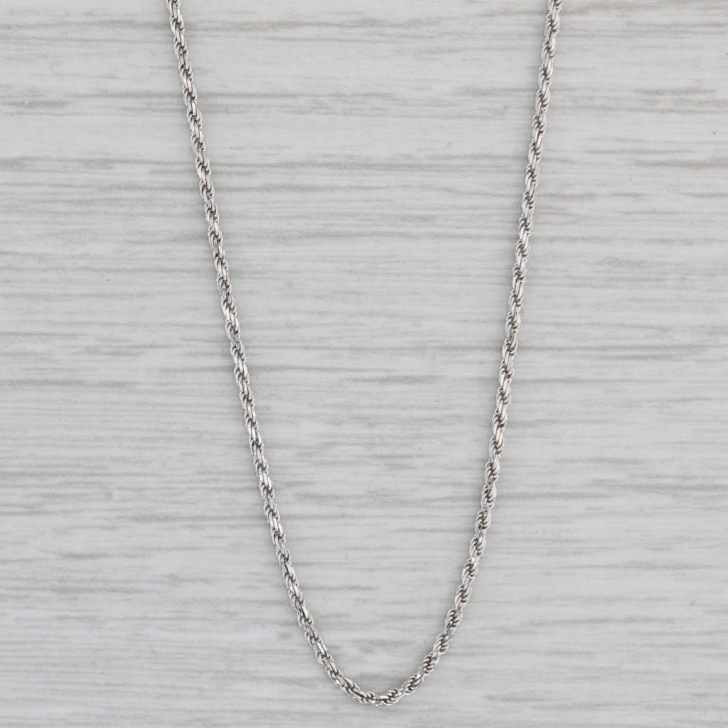 Gray Rope Chain Necklace 14k White Gold 19" 1.1mm