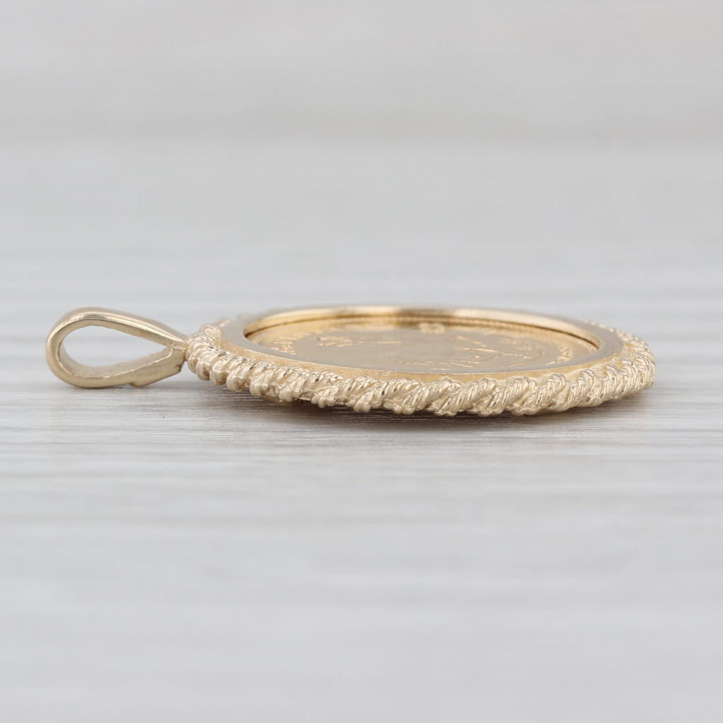 1/10 oz Fine Gold 1983 South African Krugerrand Coin Pendant 14k 22k Yellow Gold