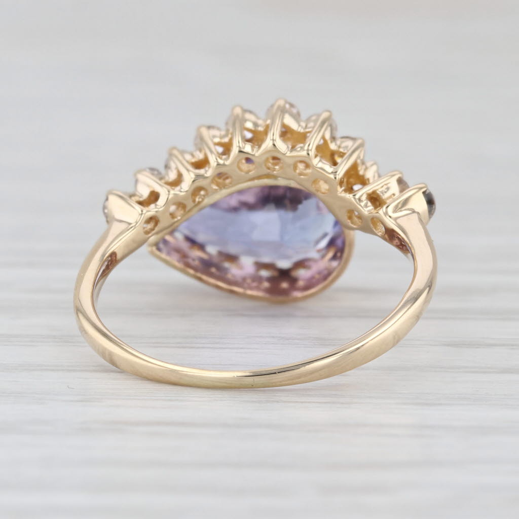 3.13ctw Tanzanite Diamond Contoured Ring 14k Yellow Gold Size 7