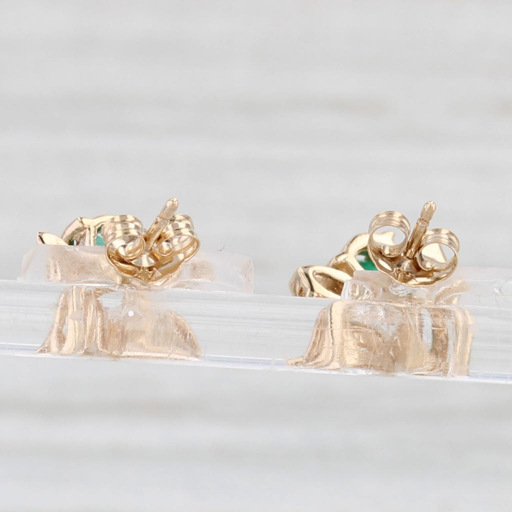 Light Gray 0.30ctw Emerald Diamond Flower Stud Earrings 14k Yellow Gold