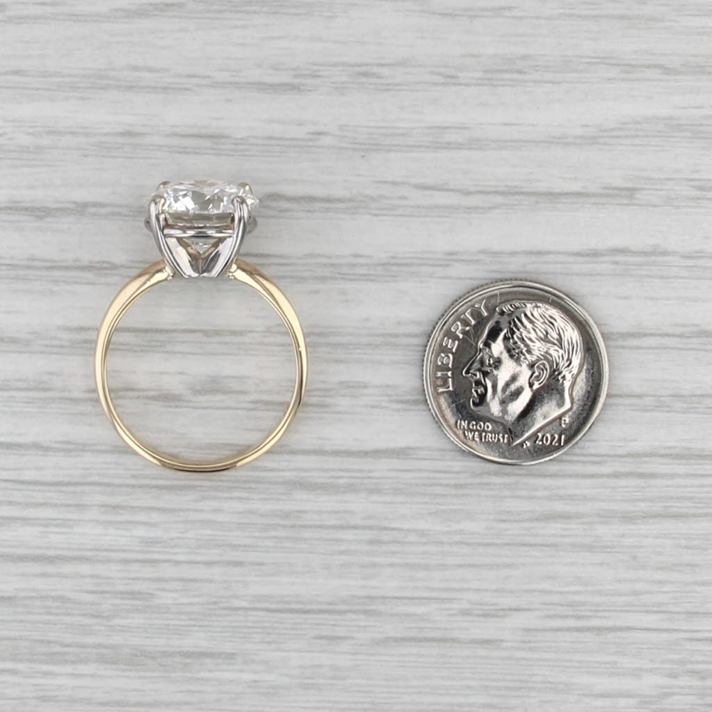 IGI 4.73ct Round Brilliant Solitaire Engagement Ring 14k White Yellow Gold Sz 8