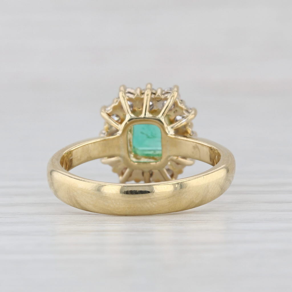 1.21ctw Emerald Diamond Halo Ring 18k Yellow Gold Size 5.75 Engagement