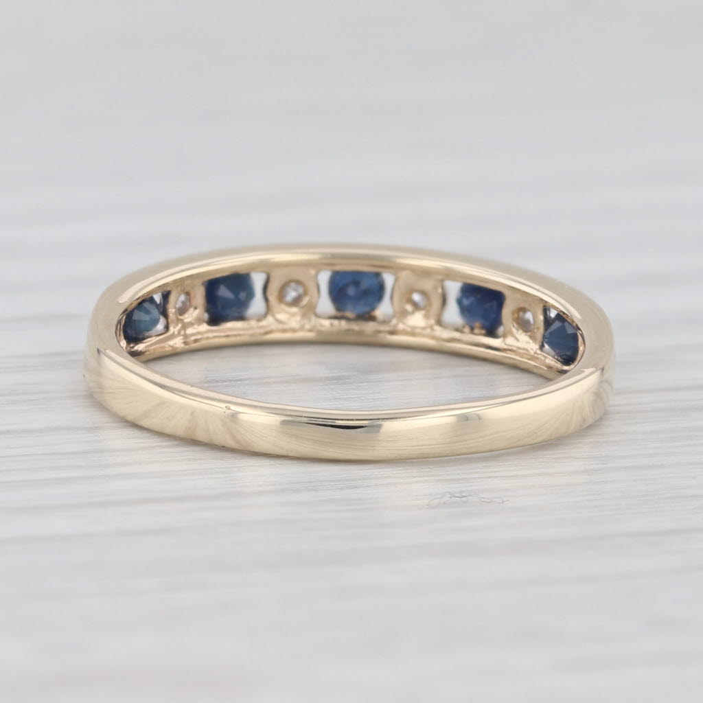 Light Gray 0.35ctw Blue Sapphire Diamond Ring 10k Yellow Gold Size 8 Stackable Wedding Band