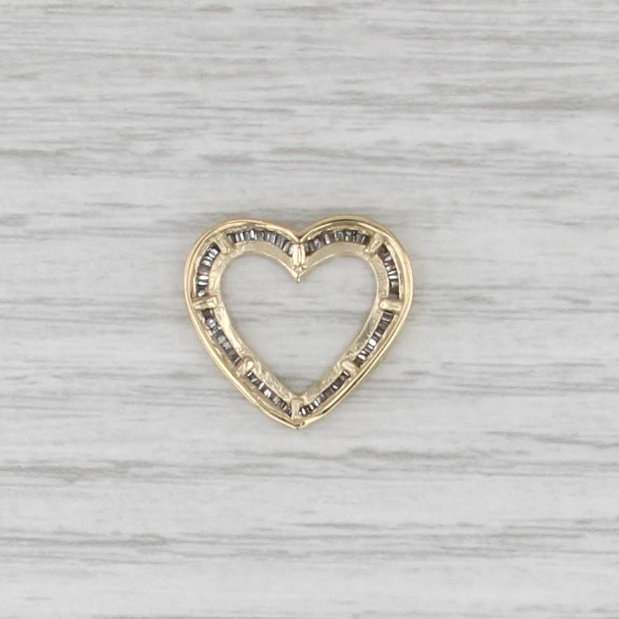 0.25ctw Diamond Open Heart Pendant 10k Yellow Gold Floating Drop