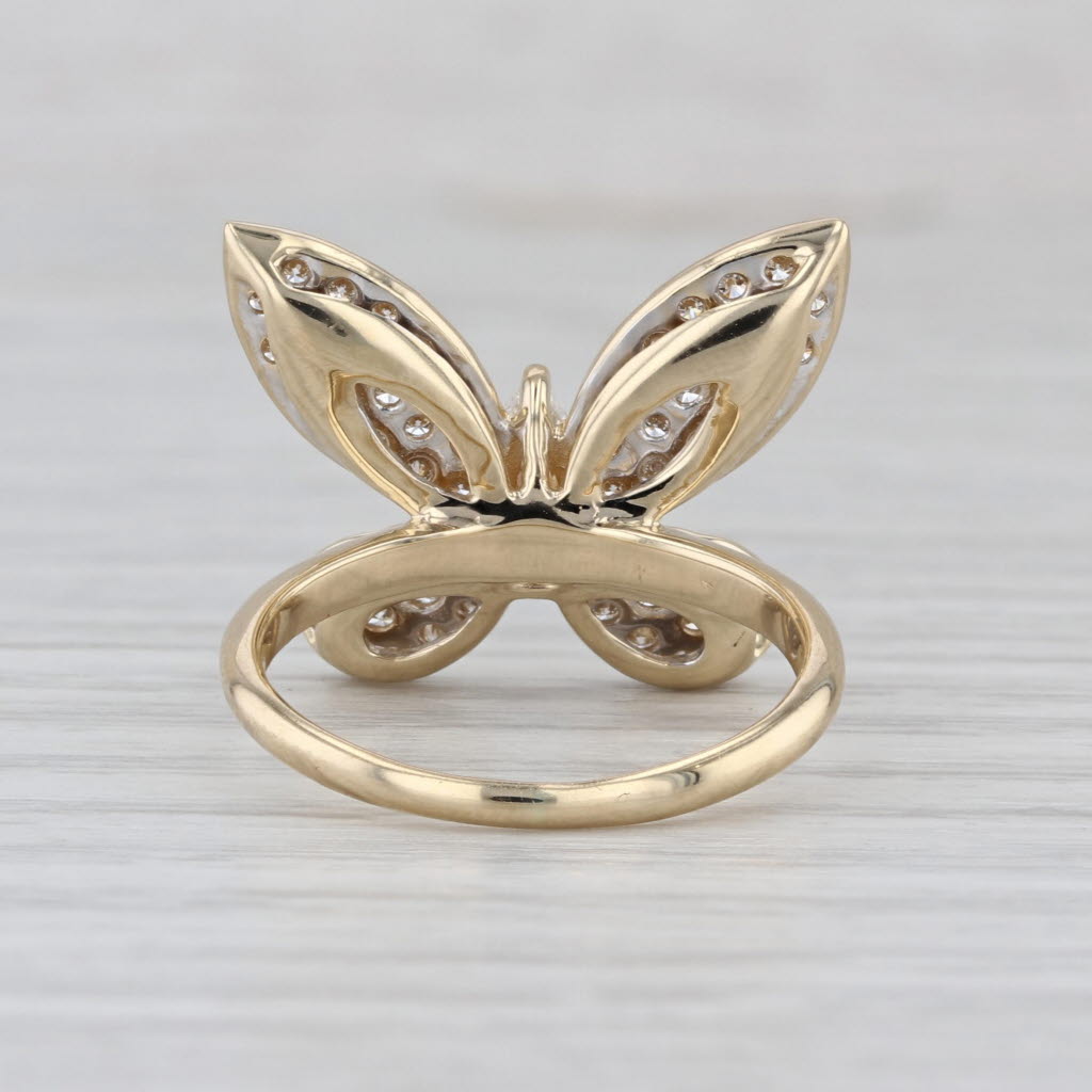 1.36ctw Pave Diamond Marquise Butterfly Ring 14k Yellow Gold Size 7 Coctail