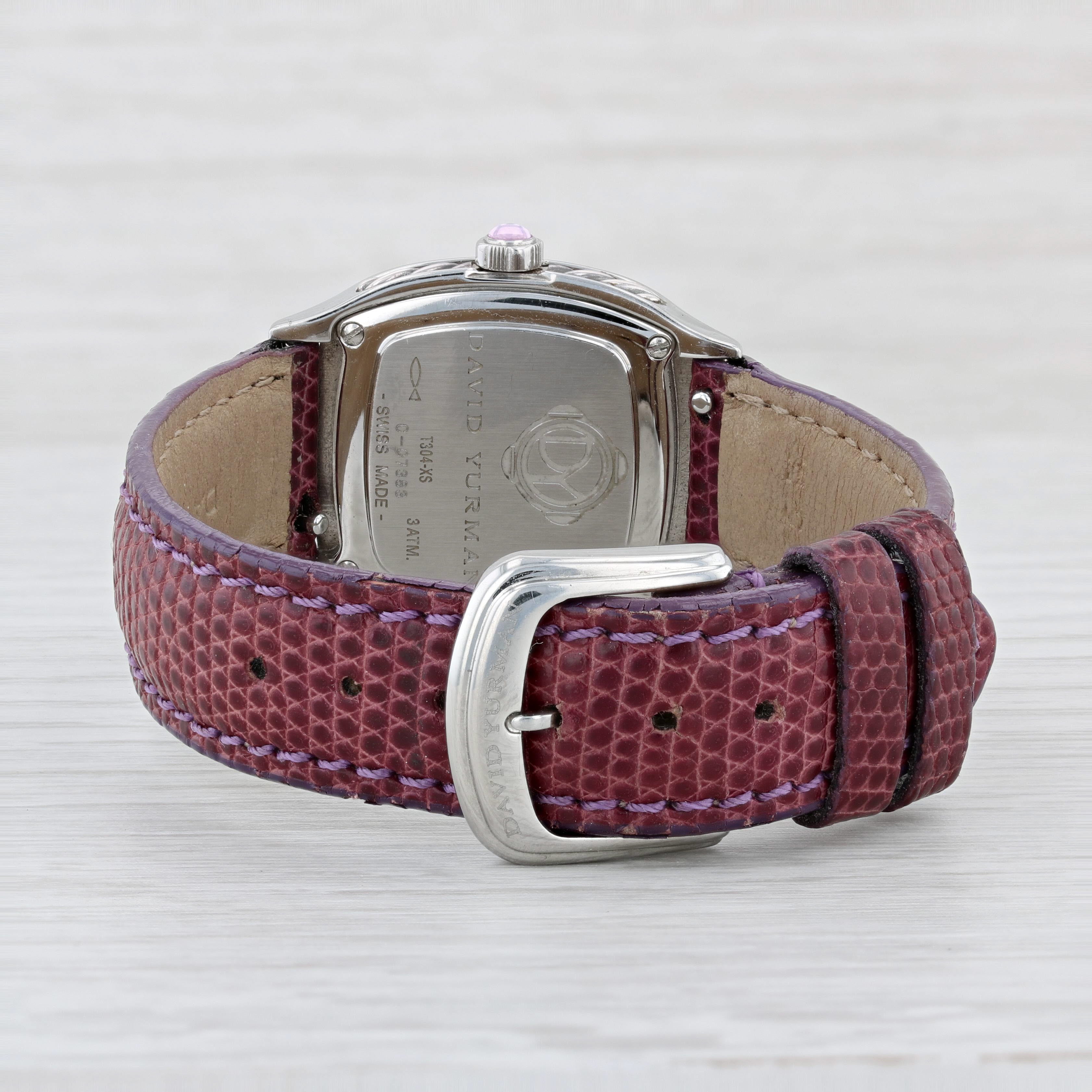 Light Gray David Yurman Thoroughbred Watch Steel Leather Quartz T304XS Pink Sapphire