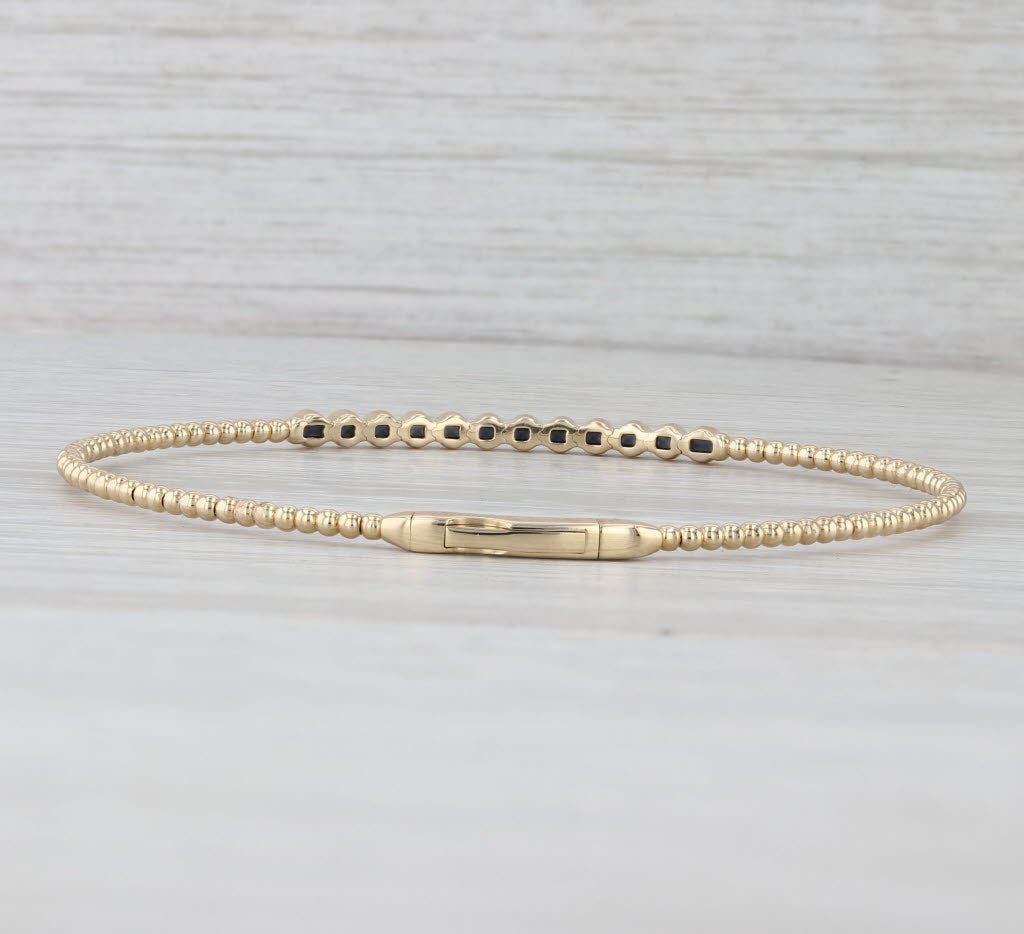 Light Gray New 0.38ctw Diamond Bead Flexible Bangle Tennis Bracelet 14k Yellow Gold 6.75"