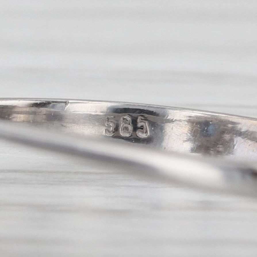 0.62ctw Blue Sapphire Diamond Halo Ring 14k White Gold Size 6.5 Engagement