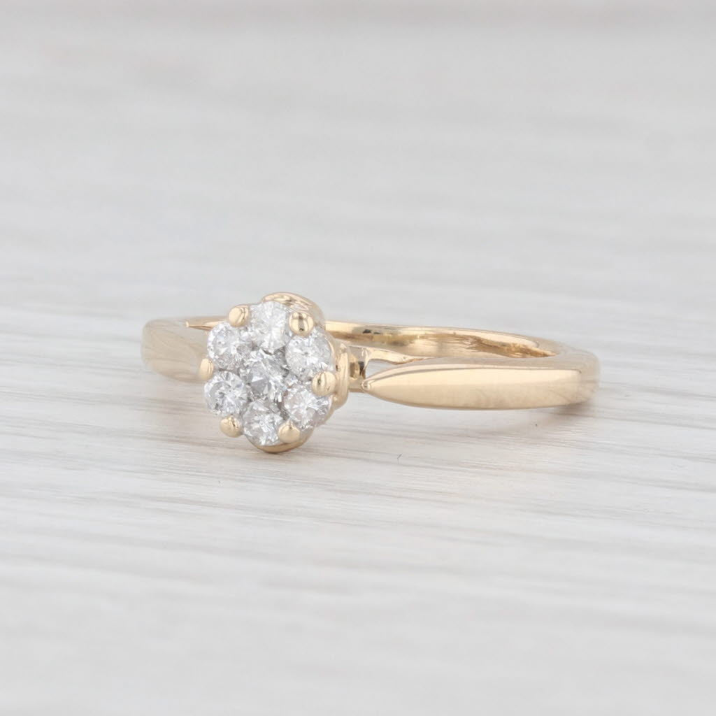 Light Gray 0.30ctw Diamond Cluster Engagement Ring 10k Yellow Gold Size 5.25 Cathedral Band